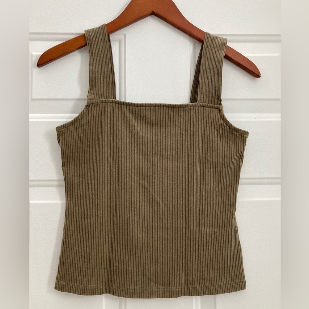 Ribbed Square Neck Tank Top